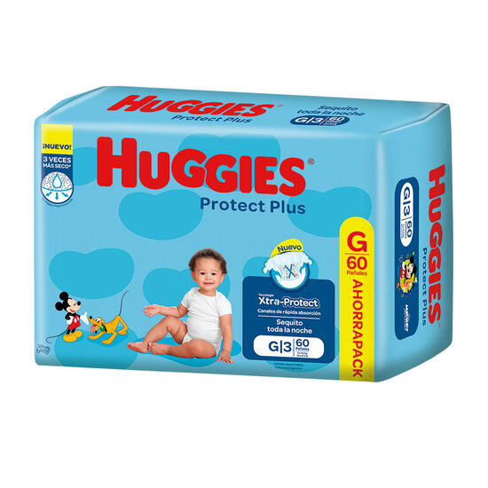 PAÑAL HUGGIES PROTECT PLUS G x 60